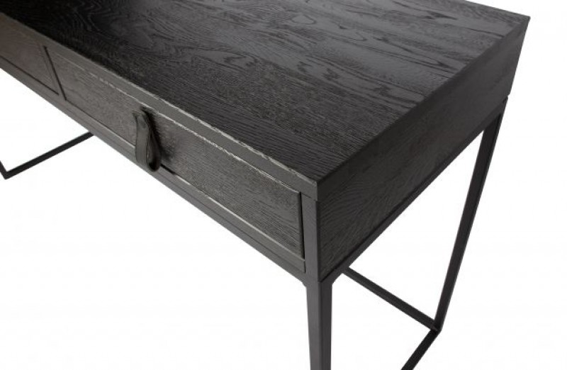 DESK BLACK ASH METAL FRAME 2 DRAWERS - CONSOLES, DESKS